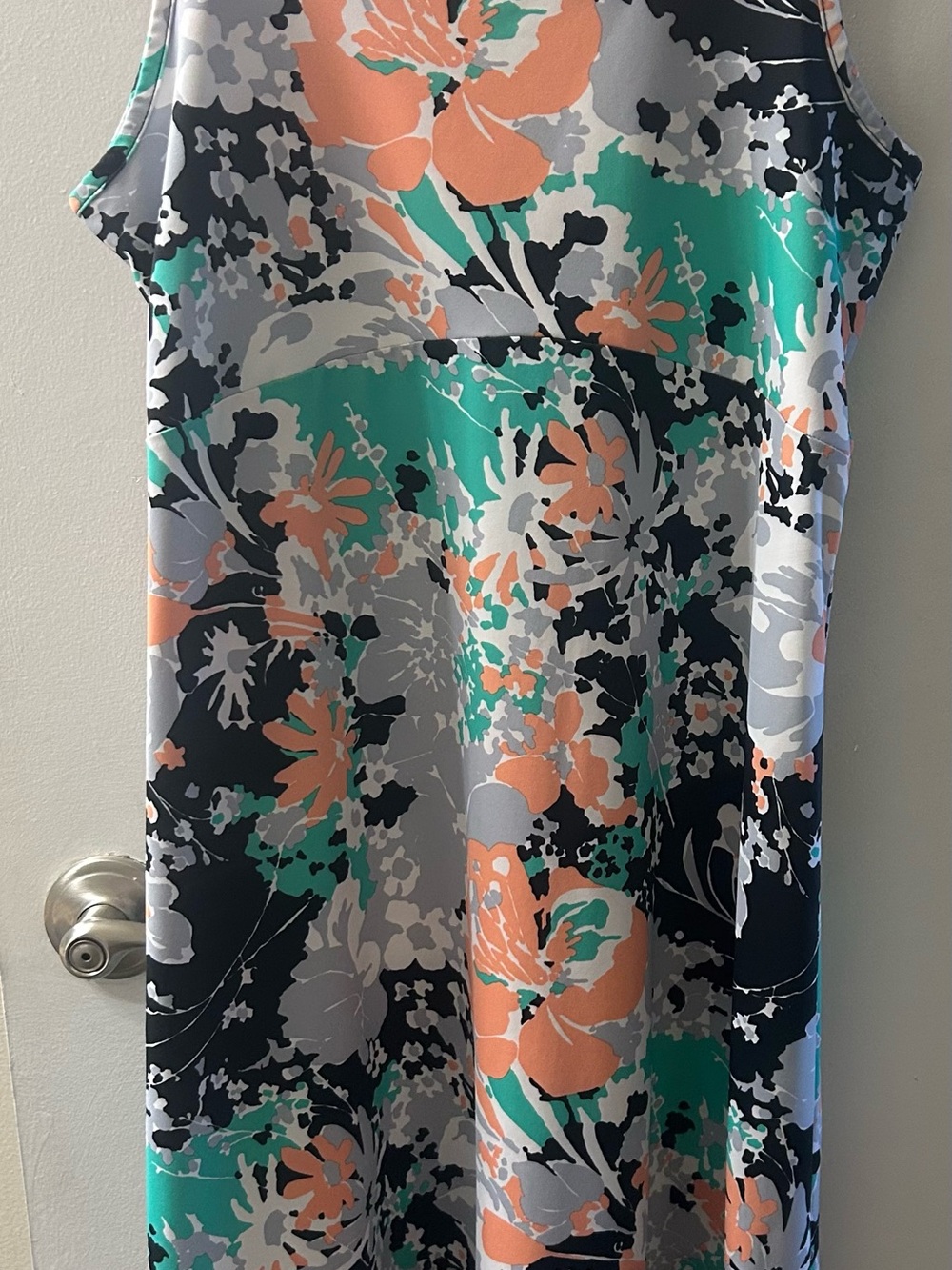 Columbia Floral Tank Dress in Coral, Teal & Gray